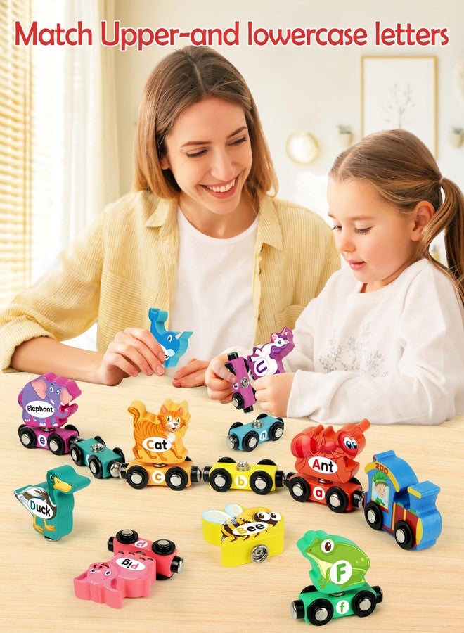 Helsort Wooden Alphabet Train Set for Toddlers - Magnetic ABC Train with Snap-Connection, Animal-Themed Educational Preschool Toy for Kids Ages 3-5, Montessori STEM Learning Gift for Boys and Girls - Image 3